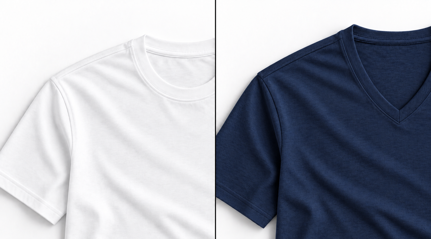 White and navy T-shirts